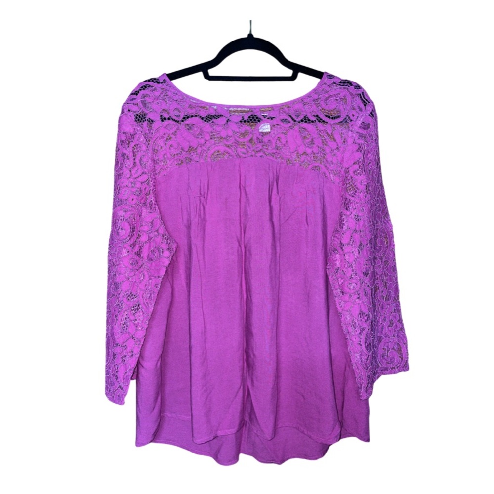 Old Navy Hot Pink Blouse w/ Laced Sleeves - Size XL